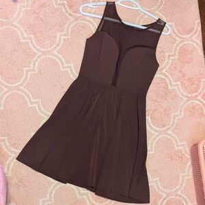 Dynamite Deep Purple Sleeveless Fit-and-Flare Skater Dress. Mesh Top XS